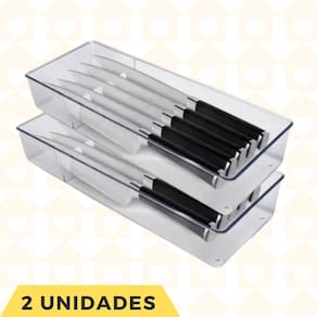 Kit 2 Organizadores Ideal Facas Talheres Cozinha Grande Acrilico