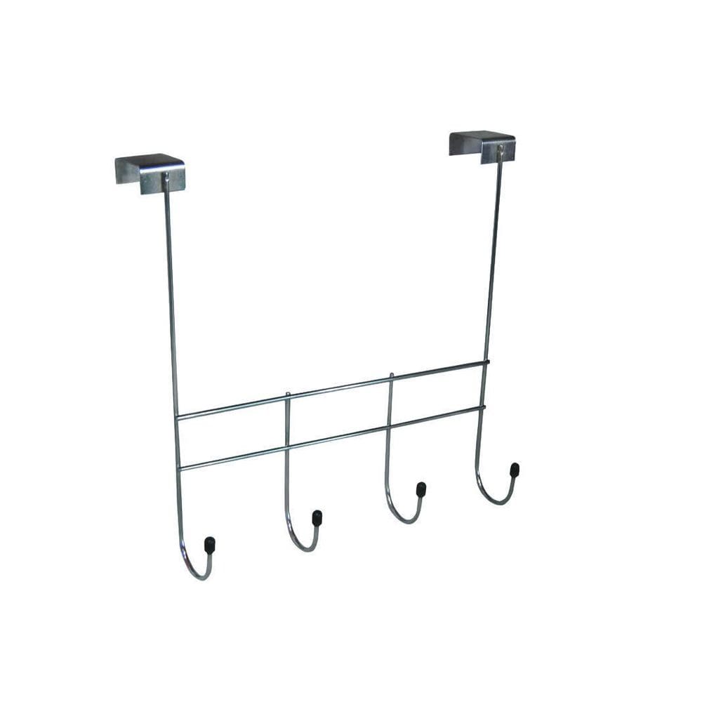Cabide Cabideiro Suporte Toalha Para Porta 4 Ganchos Cromo
