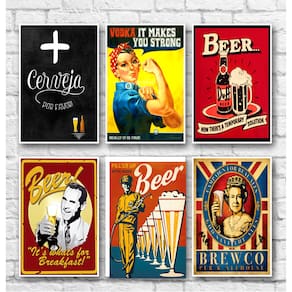 Kit Placas decorativas Vintage - Bebidas - 06 Placas