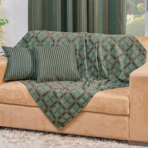 Xale para Sofá Elegance Jacquard 5 Peças Verde 135x135cm