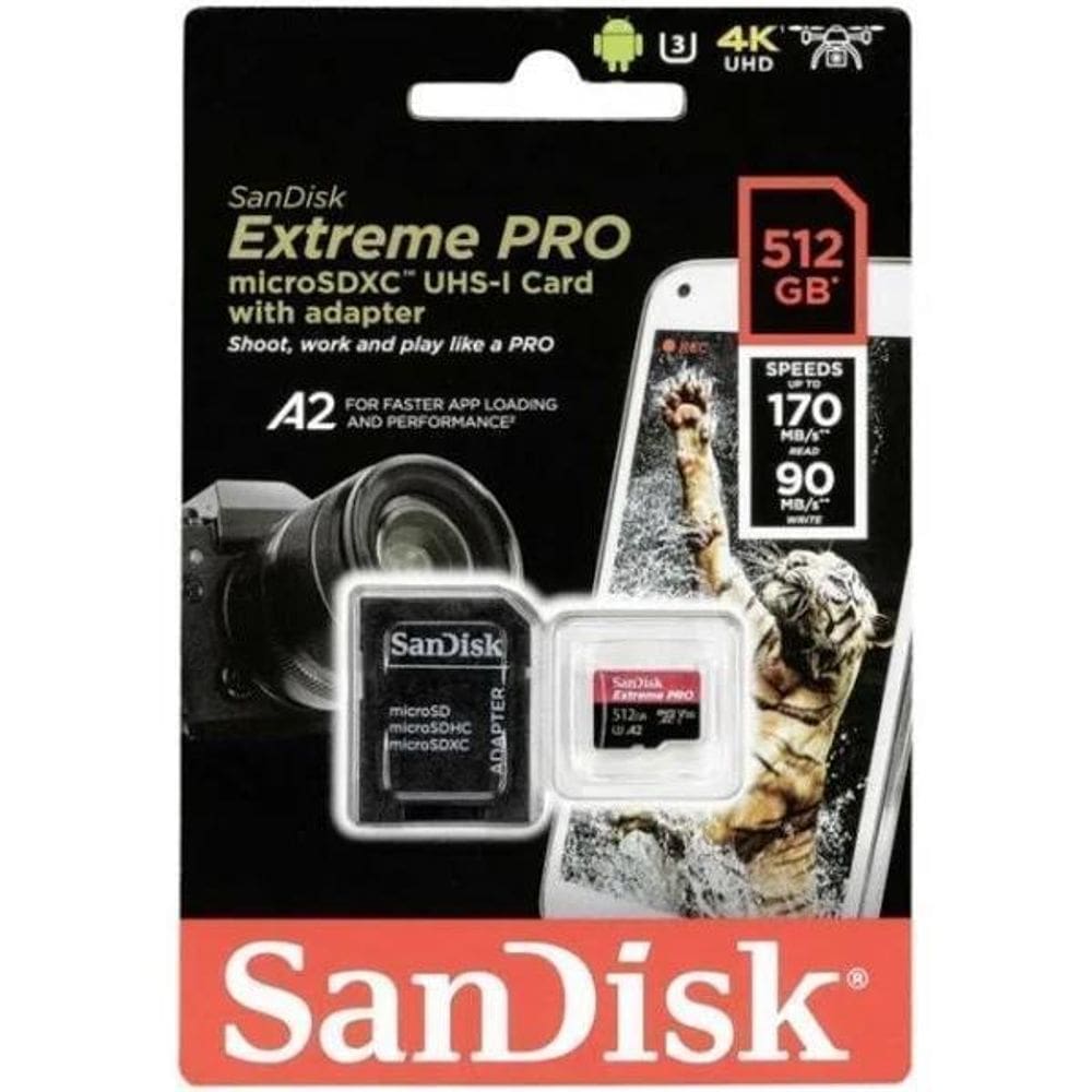 Cartão Micro Sd Sandisk Extreme Pro 512Gb 170Mb/S Sdxc A2