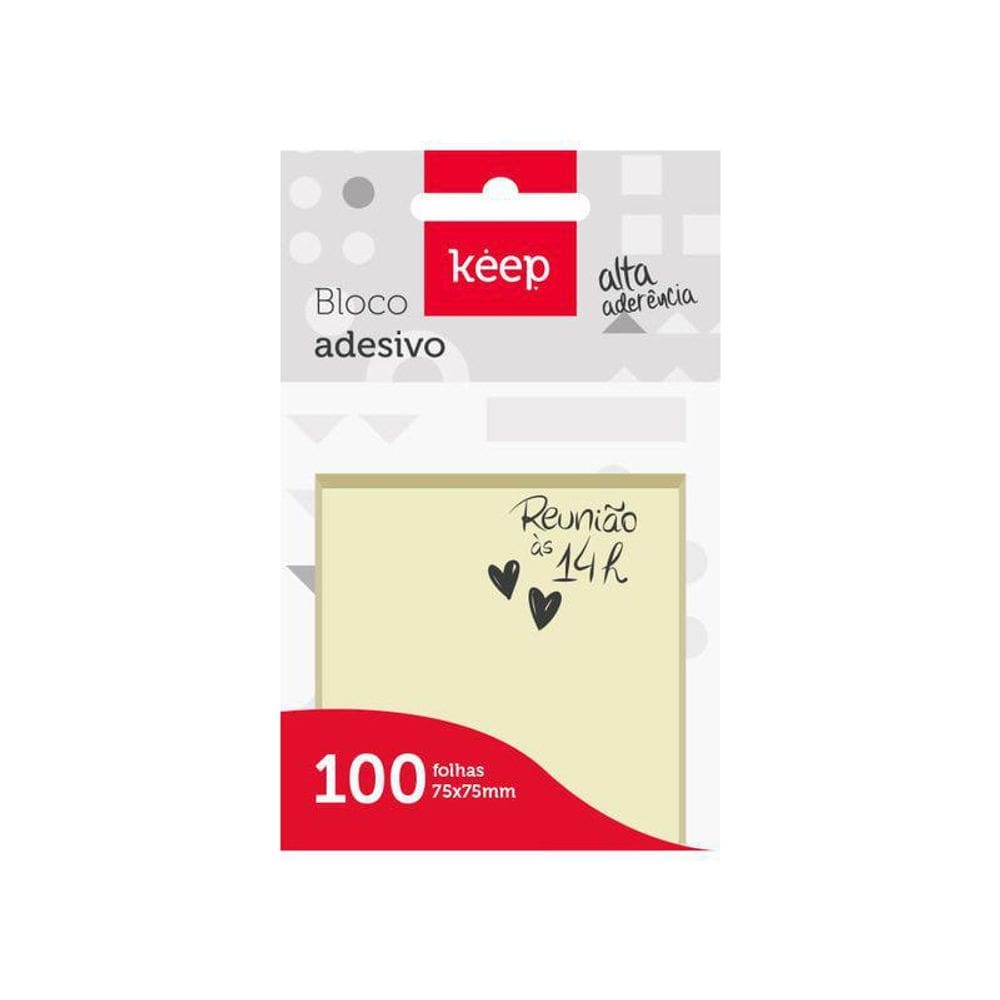 Bloco Adesivo 75X75M Amarelo 100 Folhas Keep