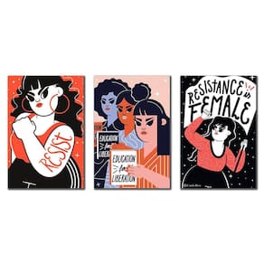 Kit 3 Placas Decorativas Feminismo Arte Decoração Mdf
