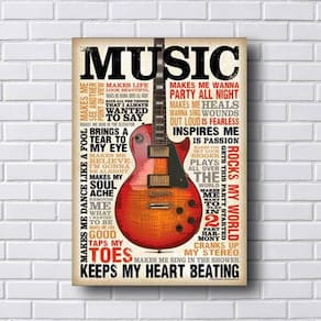 Placa Decorativa Poster Music em MDF 3MM 30x20cm