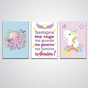 Quadros Decorativos Infantils Oração Santo Anjo Feminino