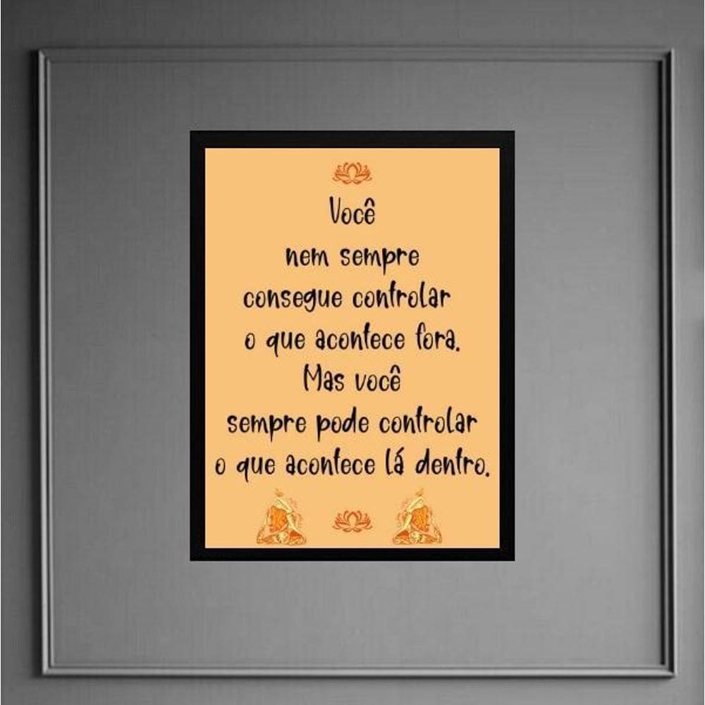 Quadro Frase Yoga - Controle 24X18Cm - Com Vidro