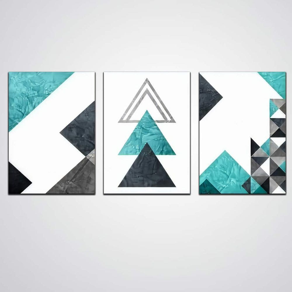 Quadros Abstrato Azul Feitos Em Madeira 3 Peças