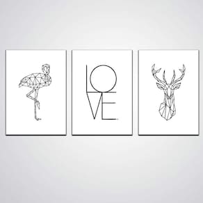 Quadros Decorativos Flamingo Love E Veado