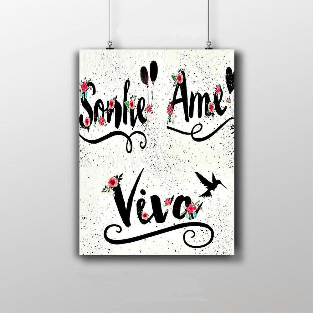 Placa Decorativa Frase - Sonhe, Ame, Viva 20X30Cm
