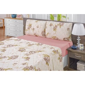 Jogo De Cama Box Solteiro 3 Peças Quality Malha Algodão Rose