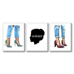 Kit 3 Placas Decorativas Moda Arte Vintage Mdf