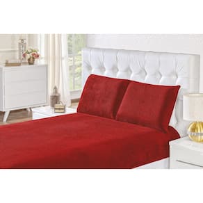 Jogo De Cama Biasoft Casal Queen 3 Peças Manta Vermelho