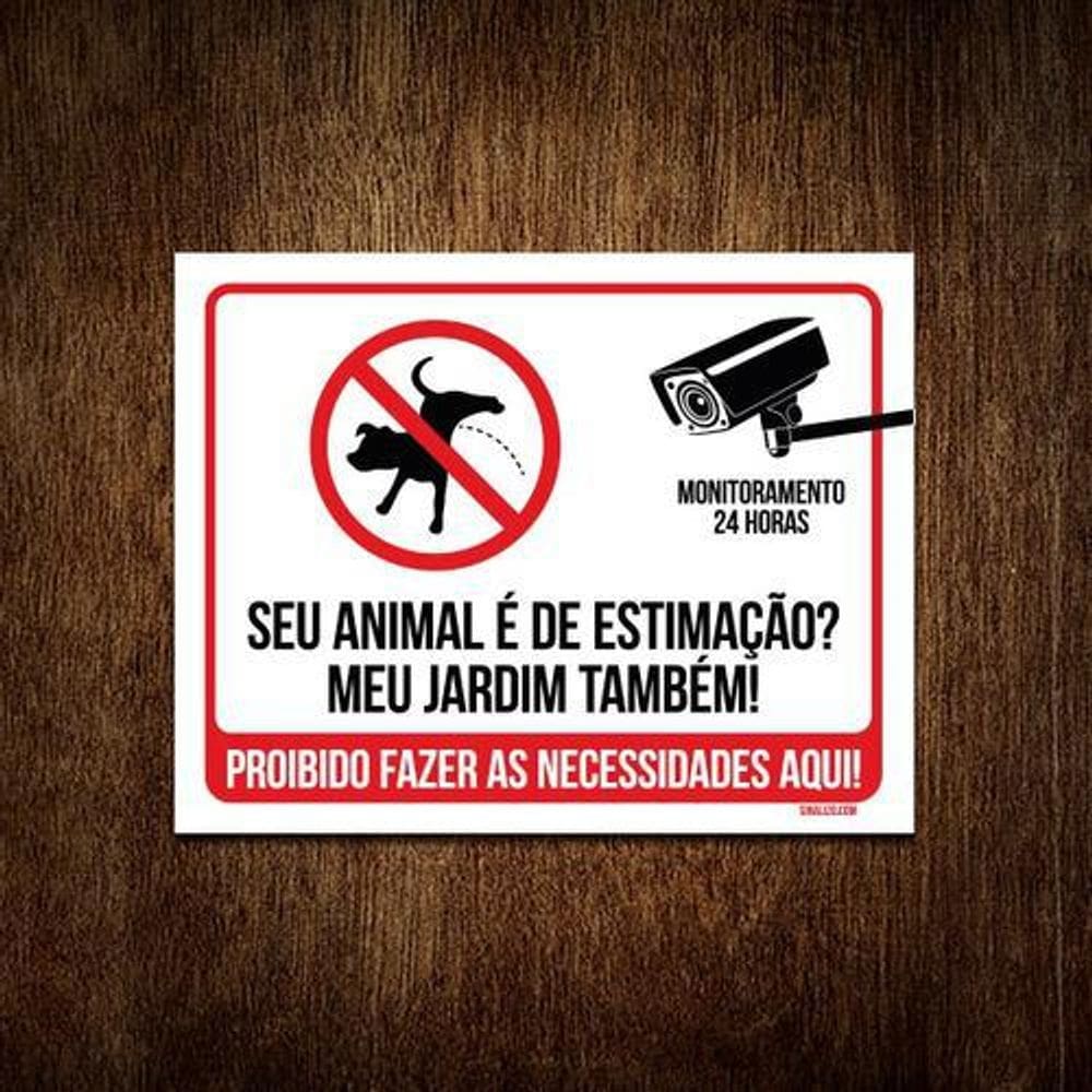 Placa Animal Estimação Jardim Proibido Fazer Coco 18X23