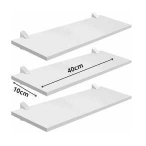 Kit 3 Prataleiras de Madeira  Brancas 1,5x10x40cm com Bucha