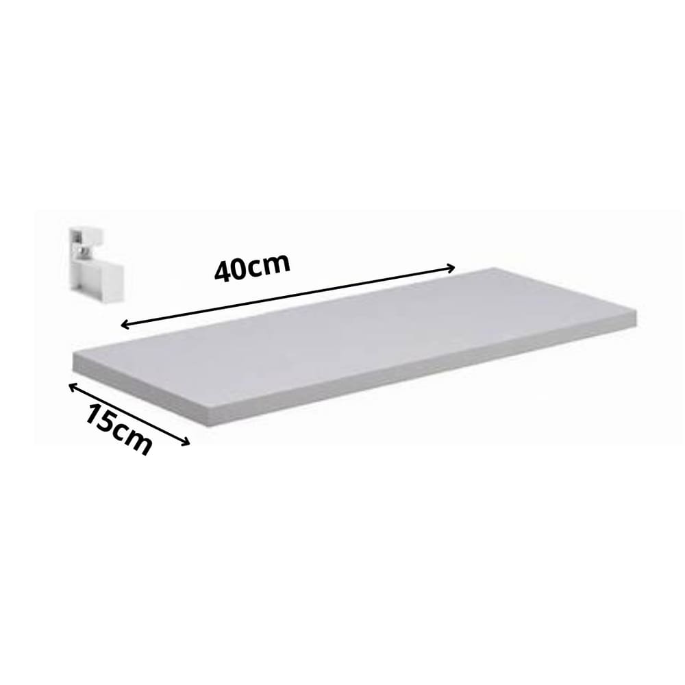 Prateleira de Madeira Branca 1,2x15x40cm com Suporte Branco