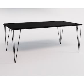 Mesa de Jantar Industrial Retangular Clips 135x75 de Ferro Preto