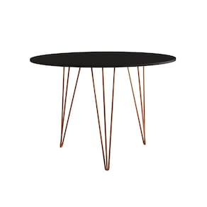 Mesa de Jantar Redonda 90cm Clips 3 Pés Base Cobre Preto