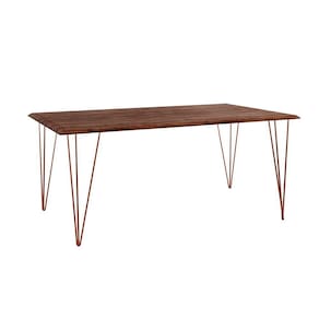Mesa de Jantar Industrial Clips de Ferro Cobre Tampo Retangular 135x75 Cobre