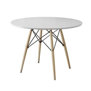 Mesa de Jantar Eames Wood Tampo Madeira 90 Cm Branco