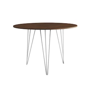Mesa de Jantar Redonda 90cm Clips 3 Pés Ferro Amendoa