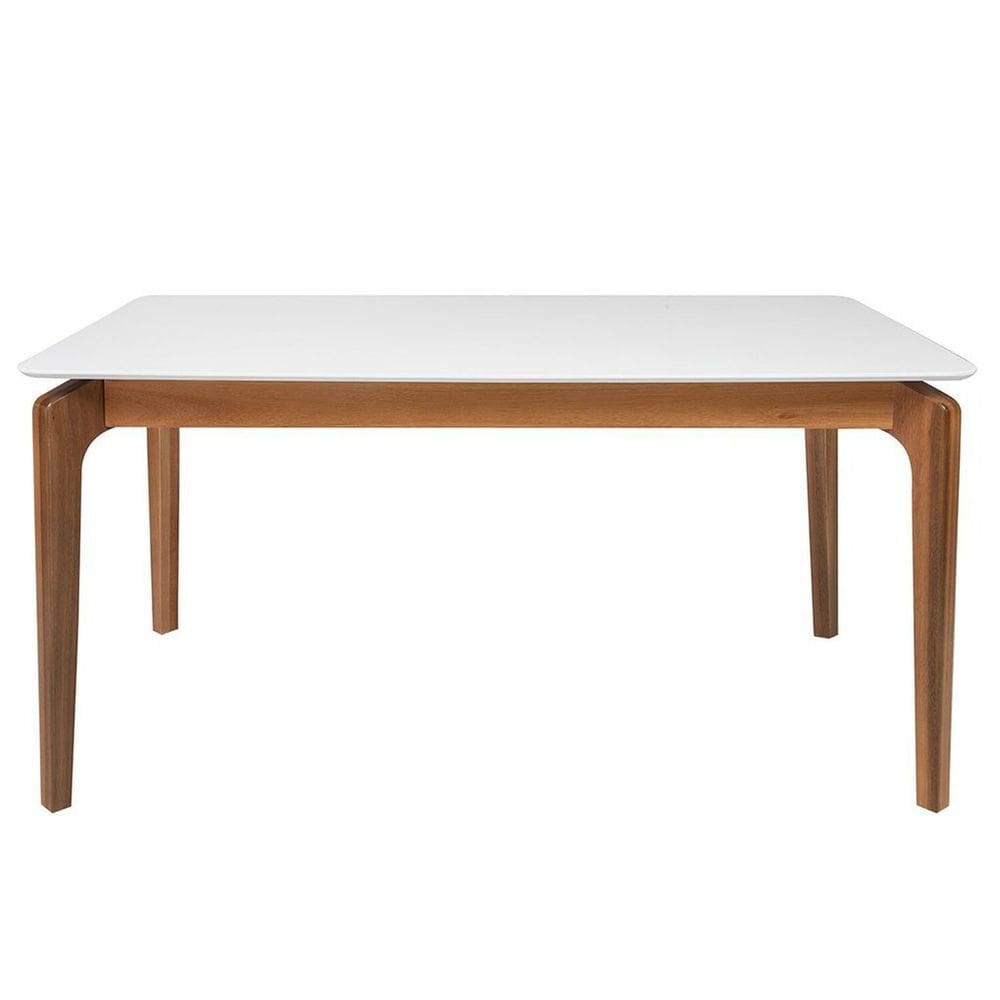 Mesa de Jantar Portugal em Madeira Maciça e Mdf L 160 X P 90 X Alt 77 Natural/Off White