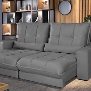 Sofá Retrátil e Reclinável Thor - Molas Ensacadas 250 Cm Cinza