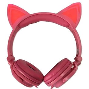 Headphone Fone Cat P2 Orelha De Gato Led Cosplay Cor Rosa