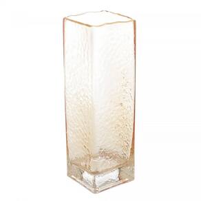 Vaso de Vidro com Borda Dourada Âmbar Taj 8x25cm 29256 - Wolff