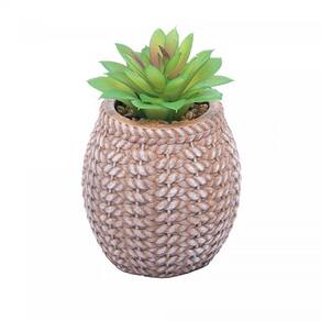 Cachepot de Cerâmica com Suculenta Sisal 9,5x14,5cm 61606 - Wolff