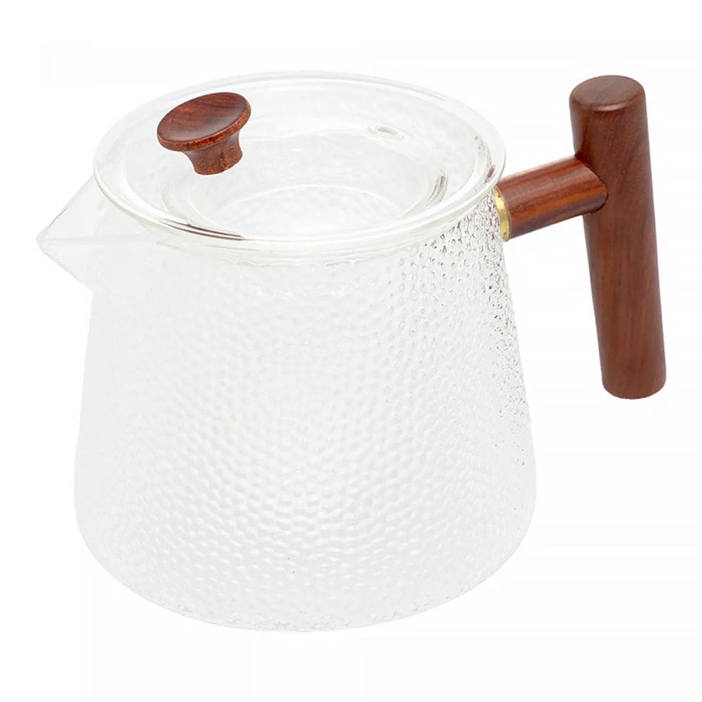 Chaleira de Vidro Borossilicato Resistente ao Calor Martelado com Alça de Bambu 750ml 29354 - Wolff