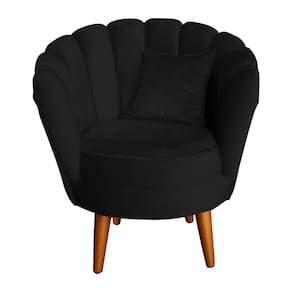 Poltrona Decorativa Petala Com Almofada Preto