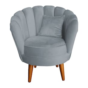 Poltrona Decorativa Petala Com Almofada Cinza