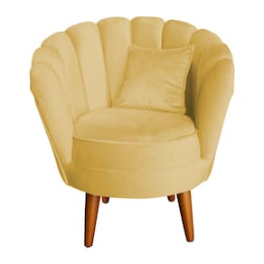 Poltrona Decorativa Petala Com Almofada Amarelo