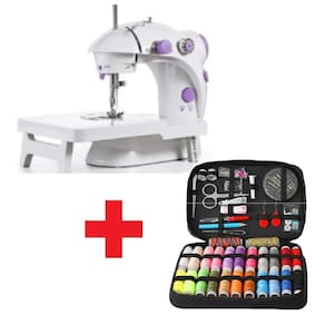 Mini Máquina De Costura + Mesa Extensora + Kit De Costura