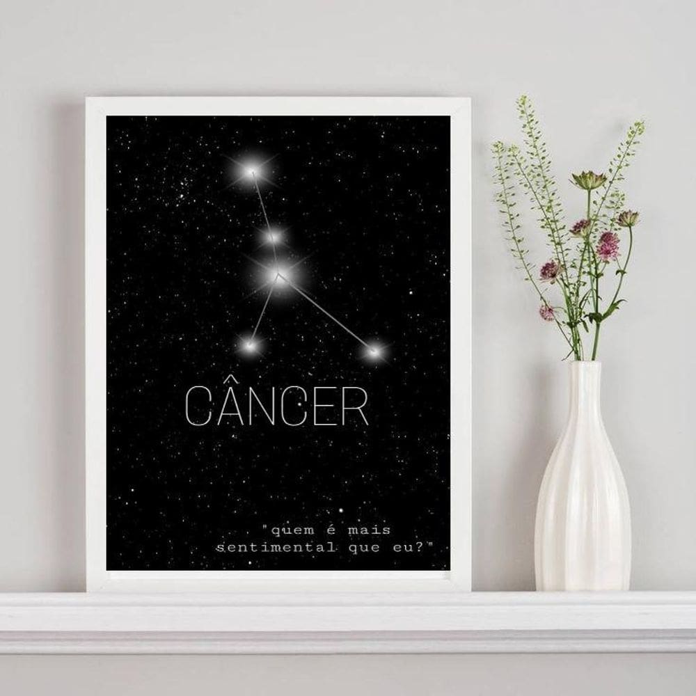 Quadro Decorativo Constelação Câncer 33x24cm - Madeira Branca