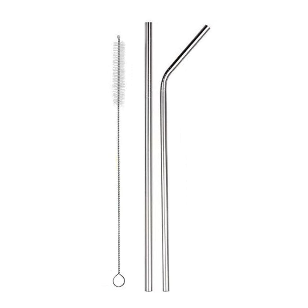 Canudo Aço Inox Reto E Curvo