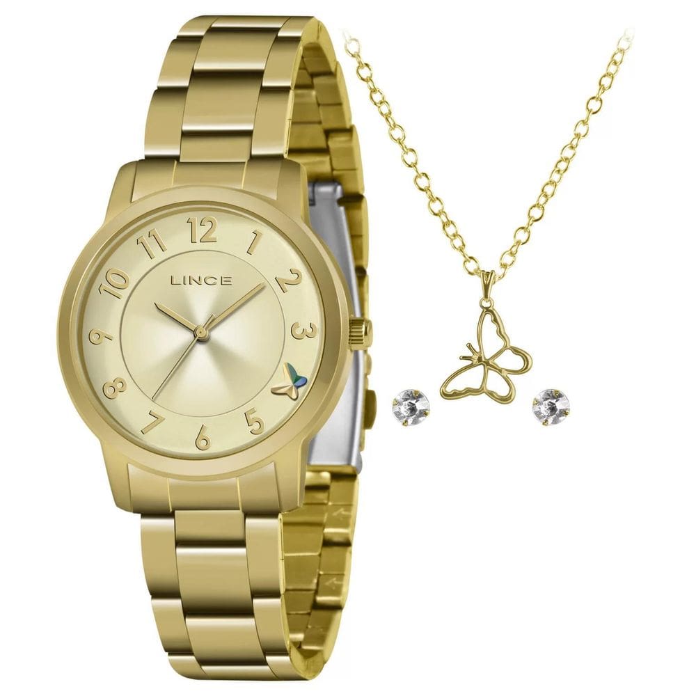 Kit Relógio Lince Feminino Dourado Lrgj142L Kn67C2Kx