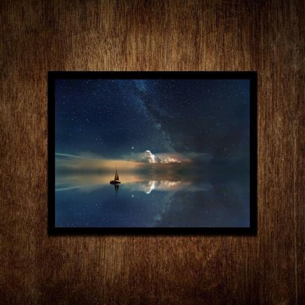 Quadro Decorativo Barco A Deriva- Céu Estrelado 24X18Cm