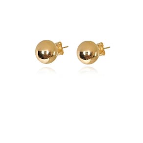 Brinco De Bola Lisa Folheada Em Ouro 18K