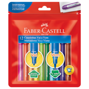 Canetinha Hidrográfica Faber Castell Vai E Vem 12 Cores