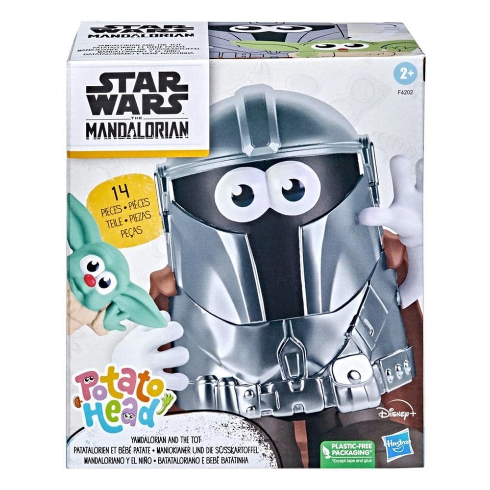 Boneco Sr. Cabeça De Batata Mandaloriano E Mini Baby Yoda