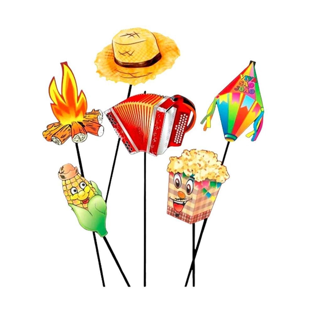 Kit 10 Enfeite Decorativo Palito Personalizado Festa Junina