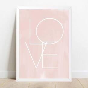 Quadro Decorativo Love - Moldura Branca E Vidro A4