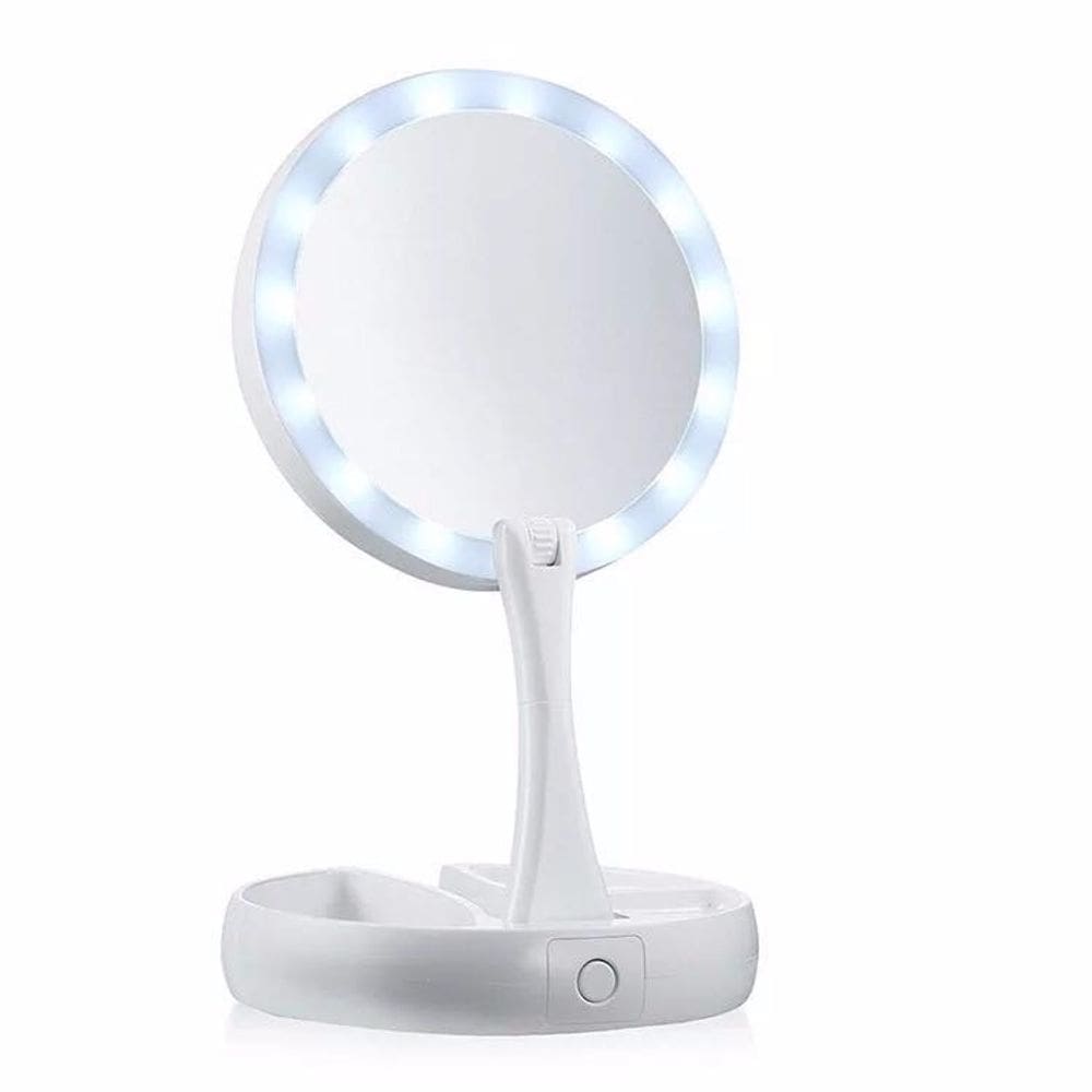 Espelho Dobravel Articulavel Led 2 Lados Aumenta Maquiagem