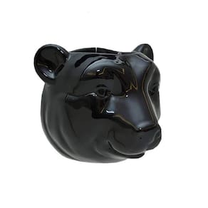 Vaso De Parede Cachepot Urso Preto Cerâmica