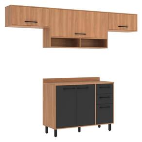 Armário de Cozinha Compacta Modulada 4 Peças com Balcão Havana Multimóveis CR20327