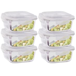 Conjunto 6 Potes Vidro 320ml Hermético 4 Travas Alimentos