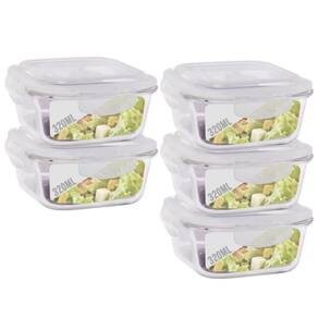 Conjunto 5 Potes Vidro 320ml Hermético 4 Travas Alimentos