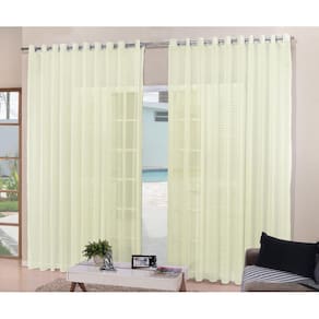 Cortina Para Sala Quarto Voal Liso Palha 2,00X1,80