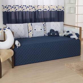 Kit Cama Babá Quarto Bebê Nuvem 8 Peças Azul Marinho